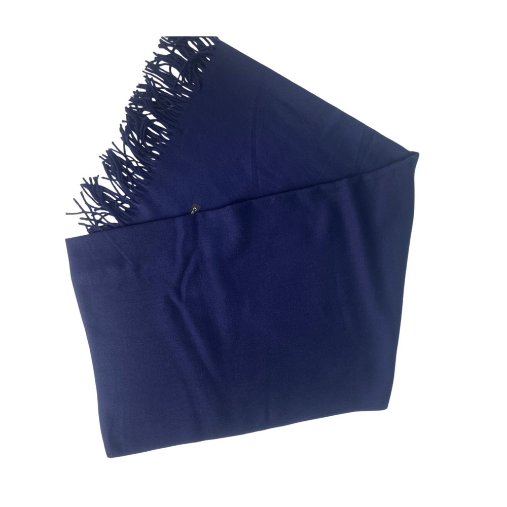 Cashmere Scarf Blue Soft Fringe Tassel Wrap Shawl Rectangle Solid